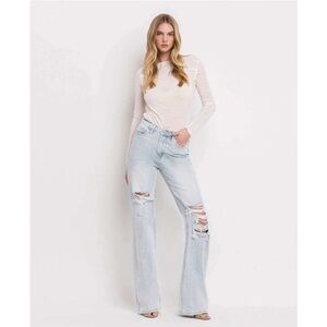 Vervet Leslie Long 90s Vintage Flair Distressed Jeans- Size 26